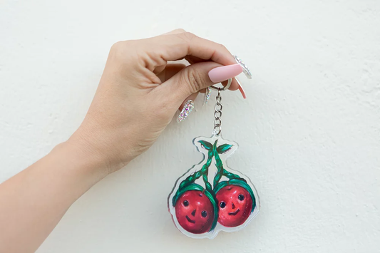 Maria Holographic Cherry Keychain